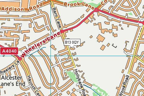 B13 0QY map - OS VectorMap District (Ordnance Survey)