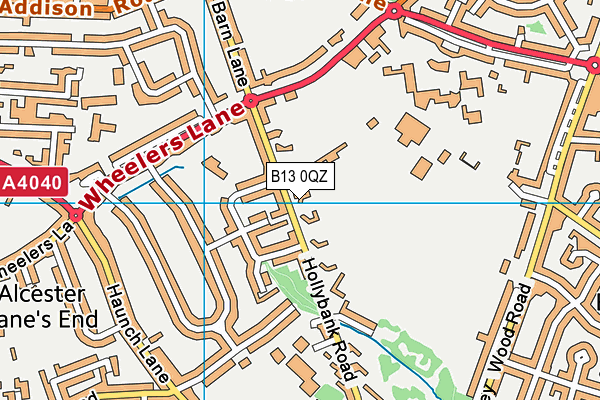 B13 0QZ map - OS VectorMap District (Ordnance Survey)