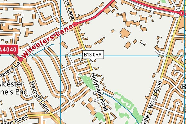 B13 0RA map - OS VectorMap District (Ordnance Survey)