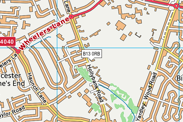 B13 0RB map - OS VectorMap District (Ordnance Survey)