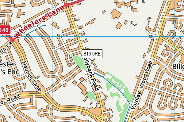 B13 0RE map - OS VectorMap District (Ordnance Survey)