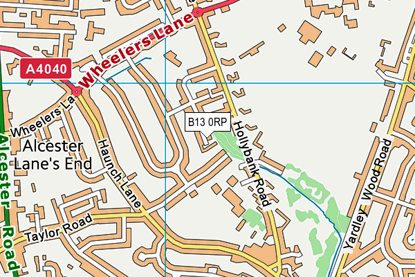 B13 0RP map - OS VectorMap District (Ordnance Survey)