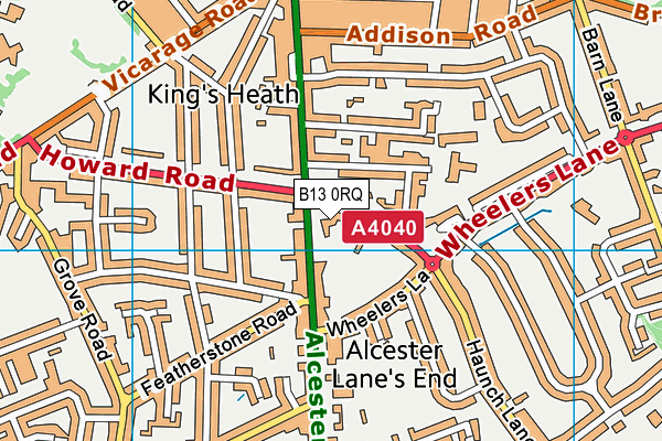 B13 0RQ map - OS VectorMap District (Ordnance Survey)