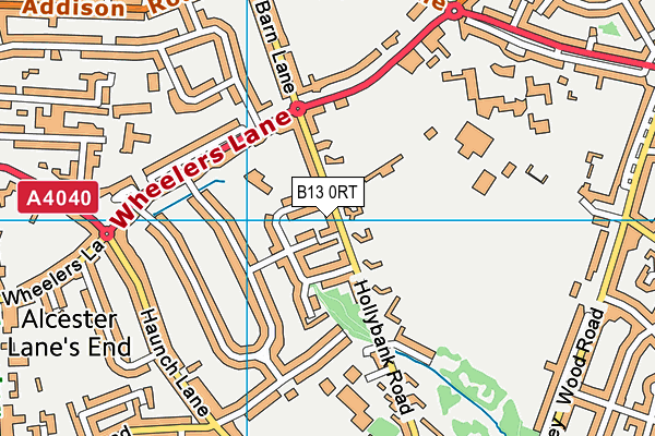 B13 0RT map - OS VectorMap District (Ordnance Survey)