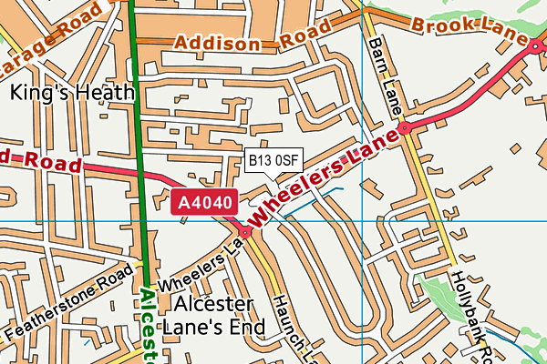 Wheelers Lane Primary School map (B13 0SF) - OS VectorMap District (Ordnance Survey)