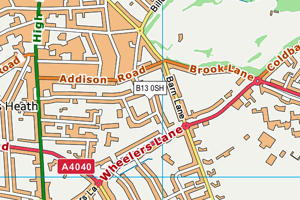 B13 0SH map - OS VectorMap District (Ordnance Survey)