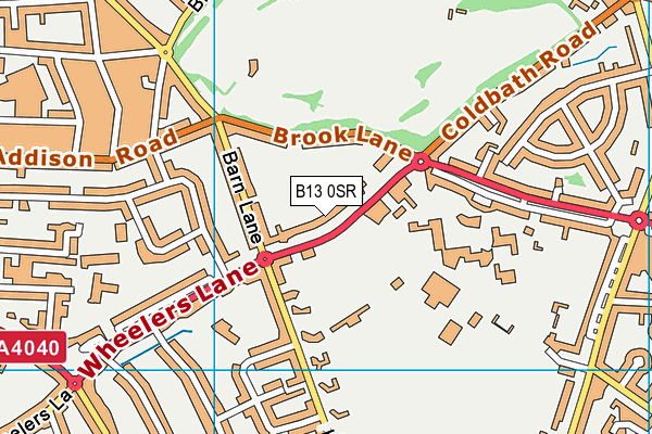 B13 0SR map - OS VectorMap District (Ordnance Survey)