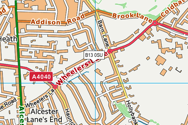 B13 0SU map - OS VectorMap District (Ordnance Survey)