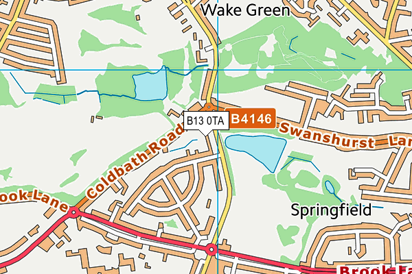 B13 0TA map - OS VectorMap District (Ordnance Survey)