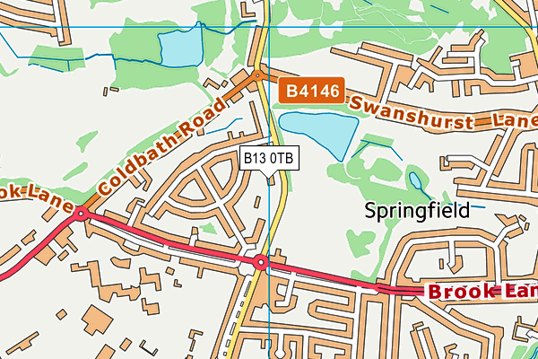 B13 0TB map - OS VectorMap District (Ordnance Survey)