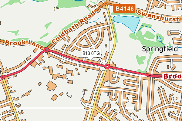 B13 0TG map - OS VectorMap District (Ordnance Survey)