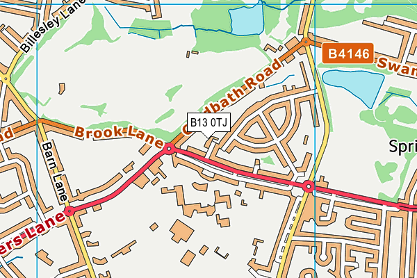 B13 0TJ map - OS VectorMap District (Ordnance Survey)