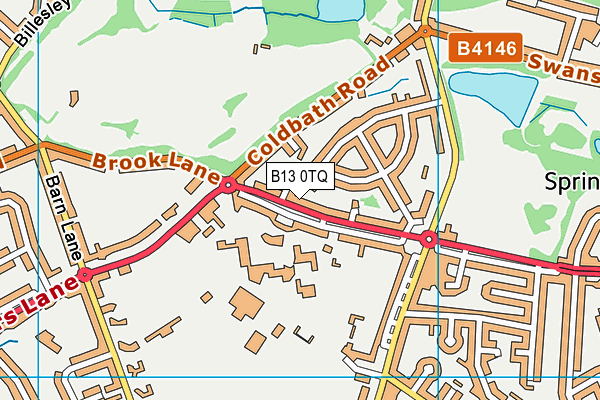 B13 0TQ map - OS VectorMap District (Ordnance Survey)