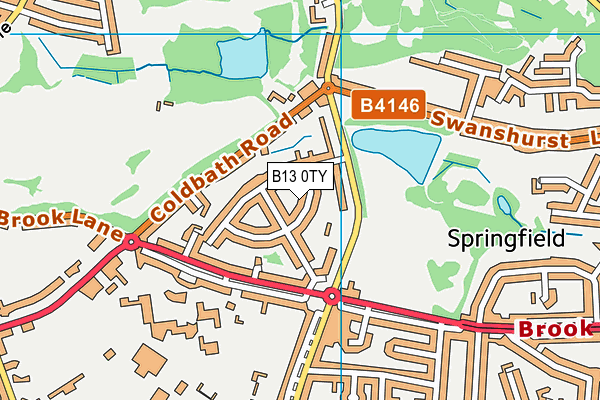 B13 0TY map - OS VectorMap District (Ordnance Survey)