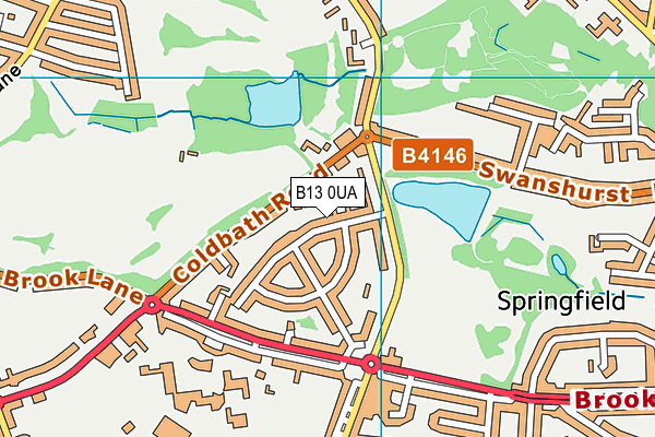 B13 0UA map - OS VectorMap District (Ordnance Survey)