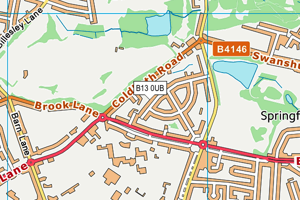 B13 0UB map - OS VectorMap District (Ordnance Survey)