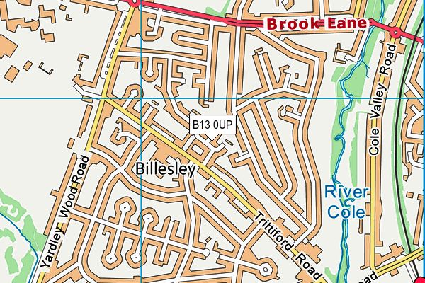 B13 0UP map - OS VectorMap District (Ordnance Survey)