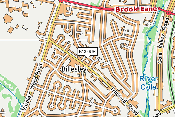 B13 0UR map - OS VectorMap District (Ordnance Survey)