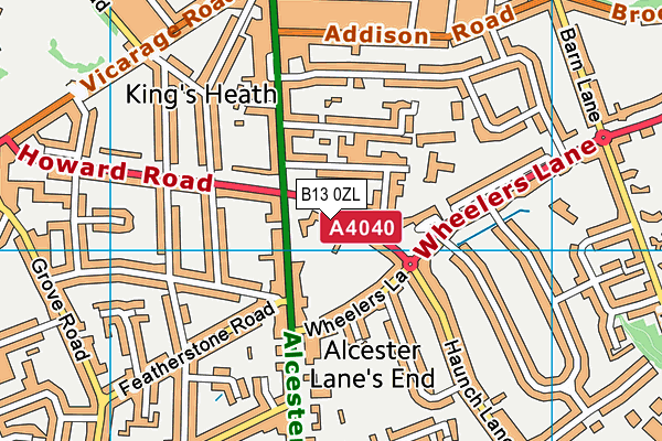 B13 0ZL map - OS VectorMap District (Ordnance Survey)