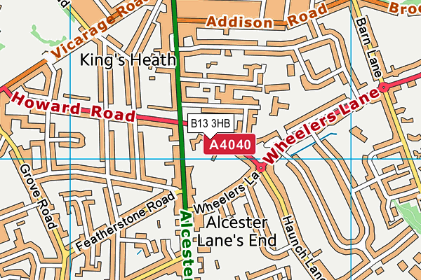 B13 3HB map - OS VectorMap District (Ordnance Survey)