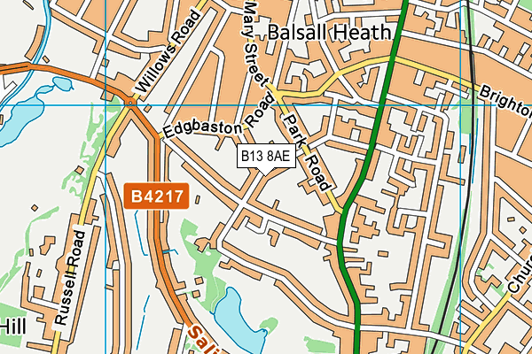 B13 8AE map - OS VectorMap District (Ordnance Survey)
