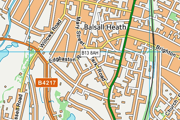B13 8AH map - OS VectorMap District (Ordnance Survey)