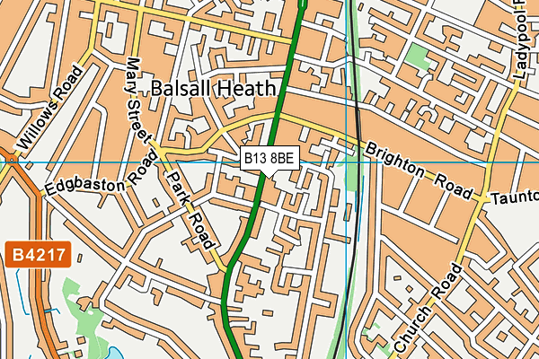 B13 8BE map - OS VectorMap District (Ordnance Survey)