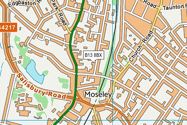 B13 8BX map - OS VectorMap District (Ordnance Survey)