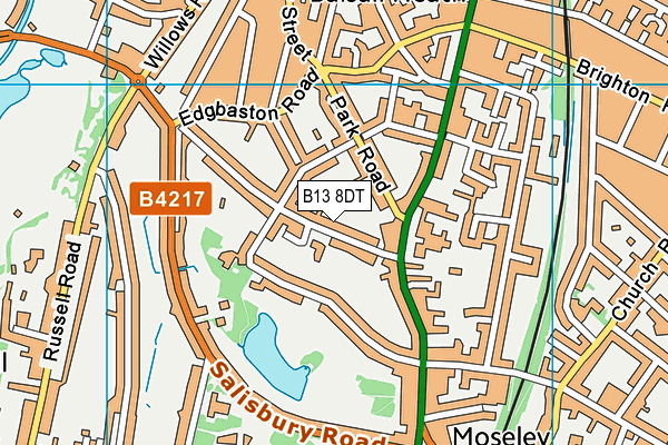 B13 8DT map - OS VectorMap District (Ordnance Survey)