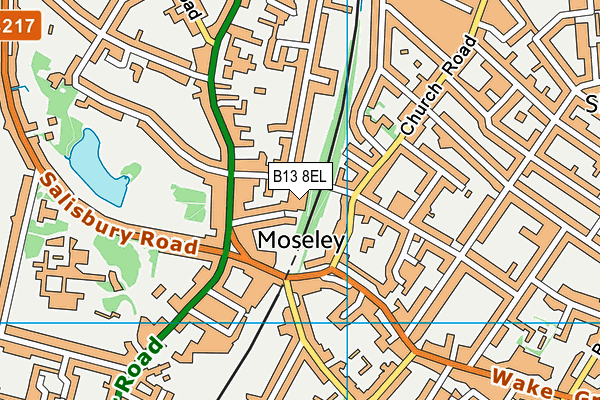 B13 8EL map - OS VectorMap District (Ordnance Survey)