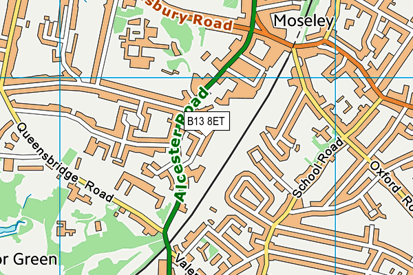 B13 8ET map - OS VectorMap District (Ordnance Survey)