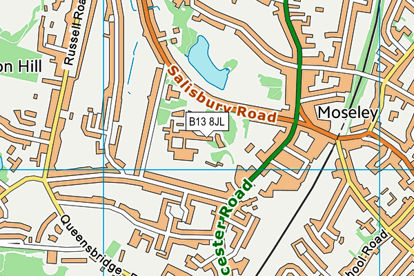 B13 8JL map - OS VectorMap District (Ordnance Survey)