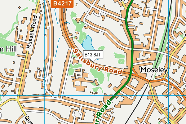B13 8JT map - OS VectorMap District (Ordnance Survey)
