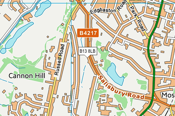 B13 8LB map - OS VectorMap District (Ordnance Survey)