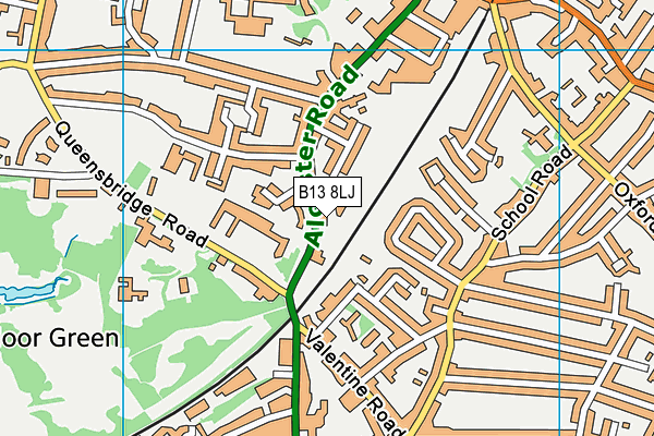 B13 8LJ map - OS VectorMap District (Ordnance Survey)
