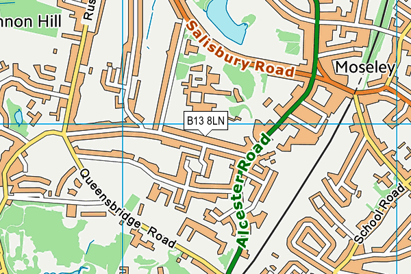 B13 8LN map - OS VectorMap District (Ordnance Survey)