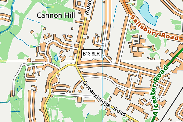 B13 8LR map - OS VectorMap District (Ordnance Survey)