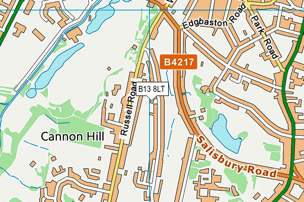 B13 8LT map - OS VectorMap District (Ordnance Survey)