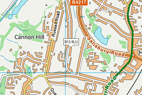 B13 8LU map - OS VectorMap District (Ordnance Survey)