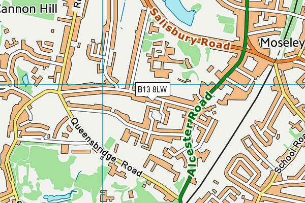B13 8LW map - OS VectorMap District (Ordnance Survey)