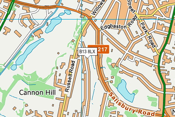 B13 8LX map - OS VectorMap District (Ordnance Survey)