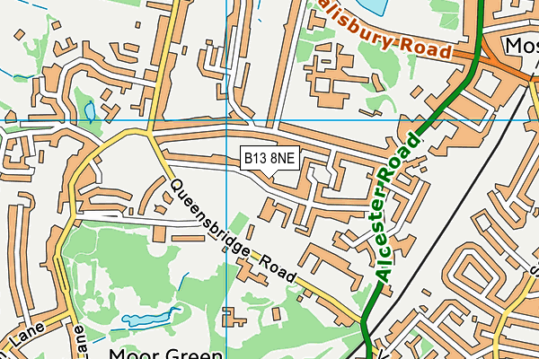 B13 8NE map - OS VectorMap District (Ordnance Survey)