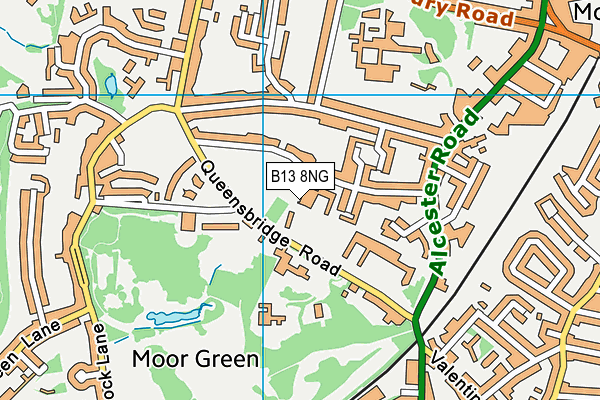 B13 8NG map - OS VectorMap District (Ordnance Survey)