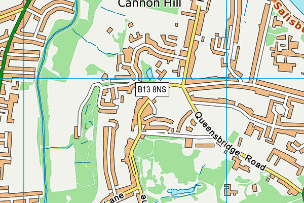 B13 8NS map - OS VectorMap District (Ordnance Survey)