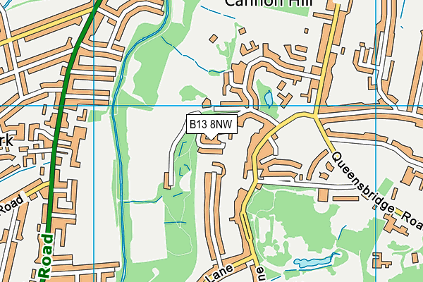 B13 8NW map - OS VectorMap District (Ordnance Survey)