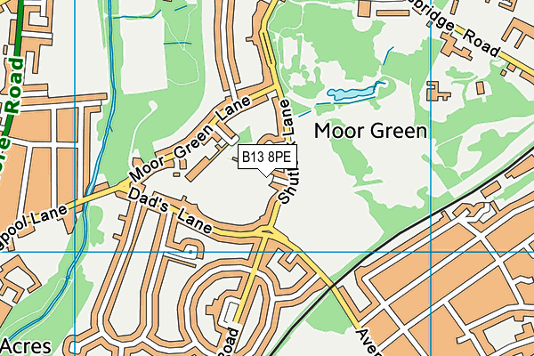 B13 8PE map - OS VectorMap District (Ordnance Survey)