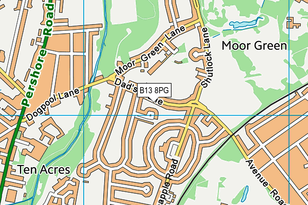 B13 8PG map - OS VectorMap District (Ordnance Survey)