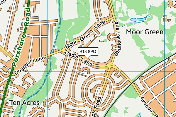 B13 8PQ map - OS VectorMap District (Ordnance Survey)