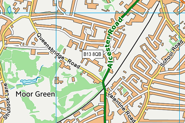 Queensbridge School map (B13 8QB) - OS VectorMap District (Ordnance Survey)