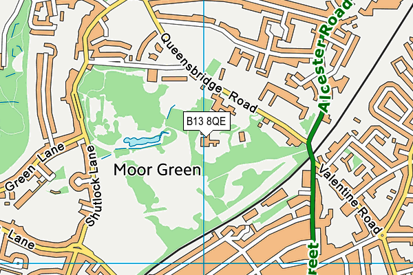 B13 8QE map - OS VectorMap District (Ordnance Survey)